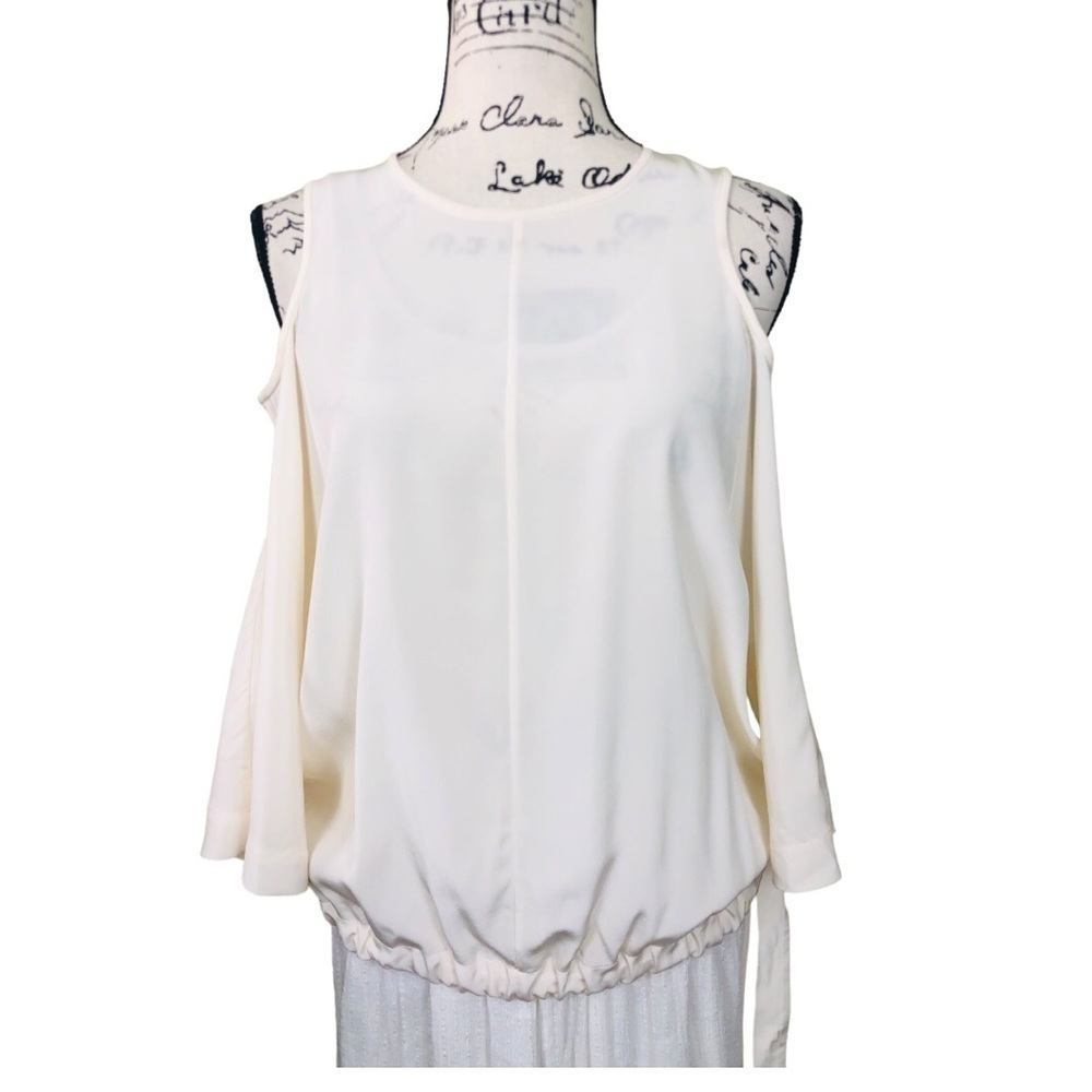 Tibi Silk Cold Shoulder Top
